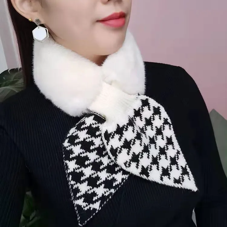 新款交叉毛毛围巾时尚围脖