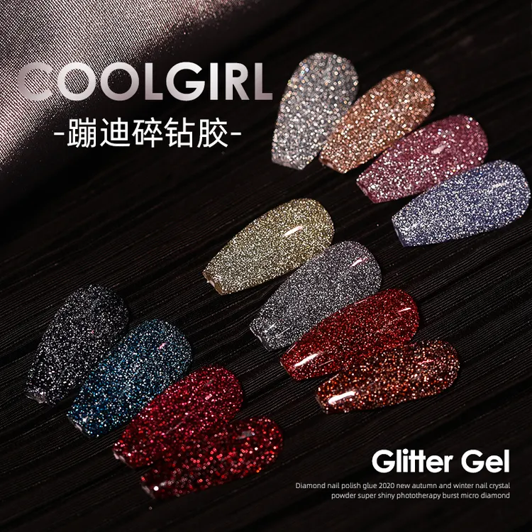 卡妞网红爆闪碎钻胶美甲反光蹦迪粉甲油胶新款璀璨细闪指甲光疗胶