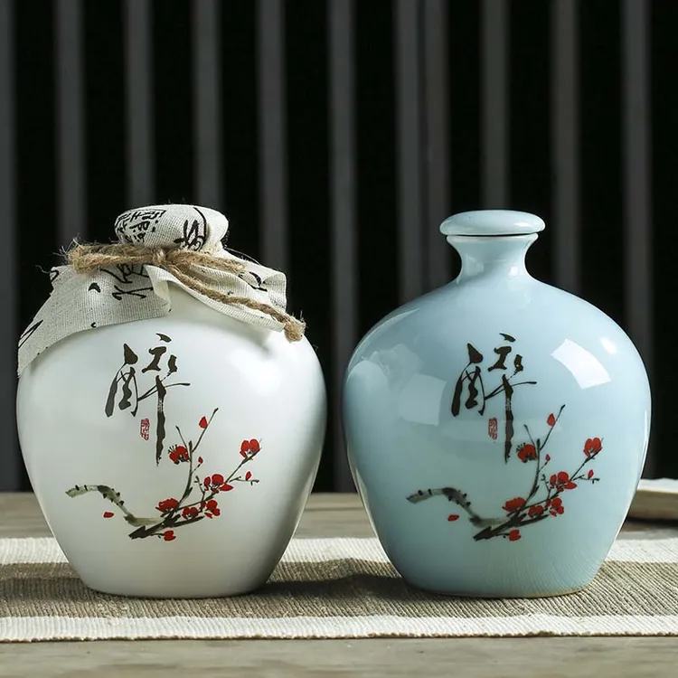 陶瓷泡酒瓶空瓶酒壶景德镇5斤10斤有盖家用密封酒缸酒罐酒坛十斤