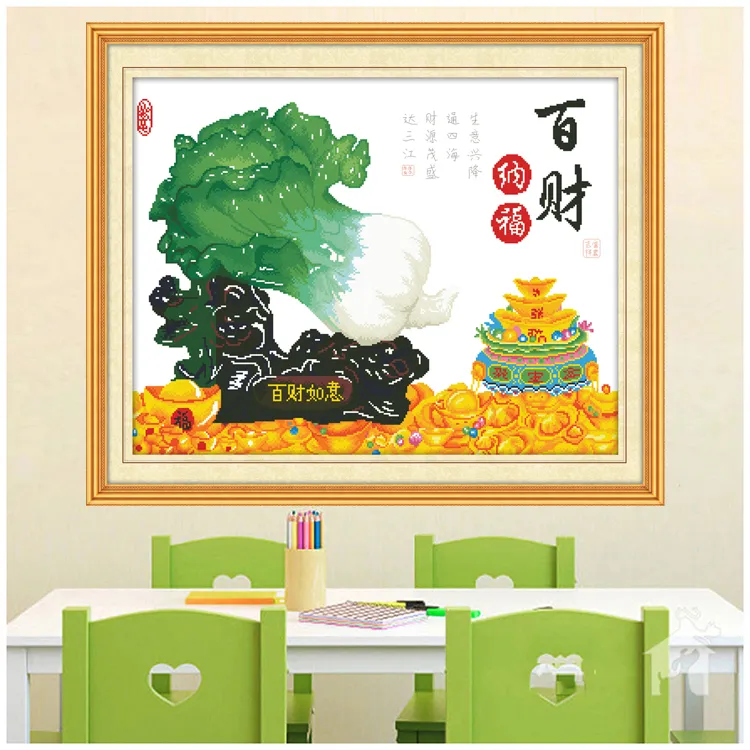 百家好 白菜十字绣2025新款客厅自己线绣饭厅餐厅家卧室2021年