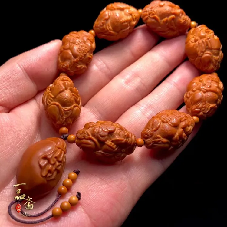 八宝财神橄榄核手串男款高端精雕八大财神爷文玩核雕八方来财男士商品图