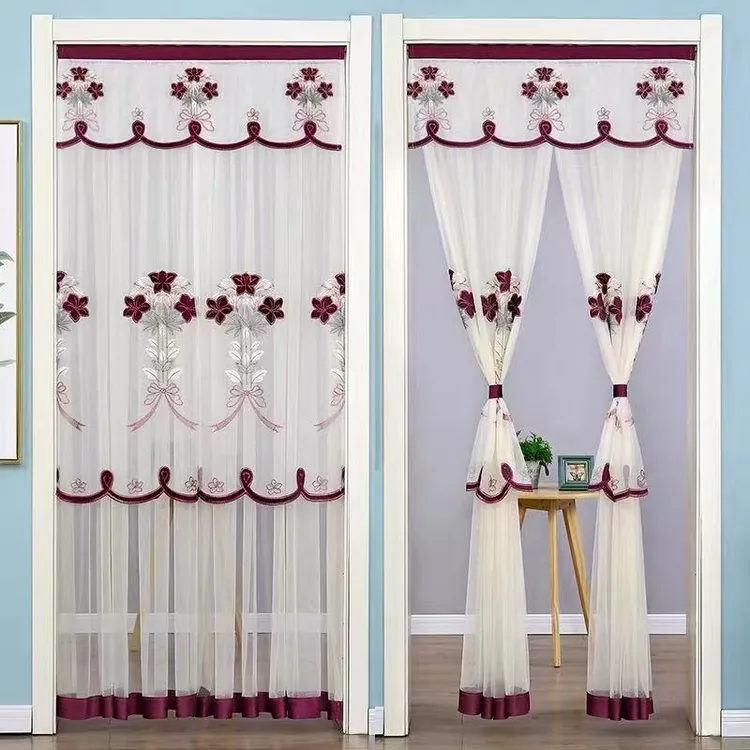 夏季防蚊门帘布艺隔断过道纱帘卧室家用免打孔挂帘自粘防蚊虫门帘