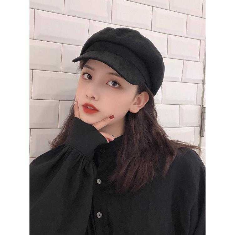 ins八角帽女秋冬贝雷帽韩版百搭英伦复古报童蓓蕾帽子女网红款潮