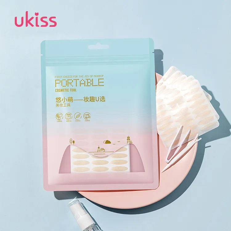 旗舰店直营 ukiss蕾丝双眼皮贴1200贴隐形网状肉色无痕肿眼泡网纹