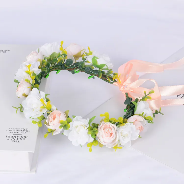 时尚森系新娘仿真花环甜美女孩影楼婚纱拍照写真头花手工仙女发饰