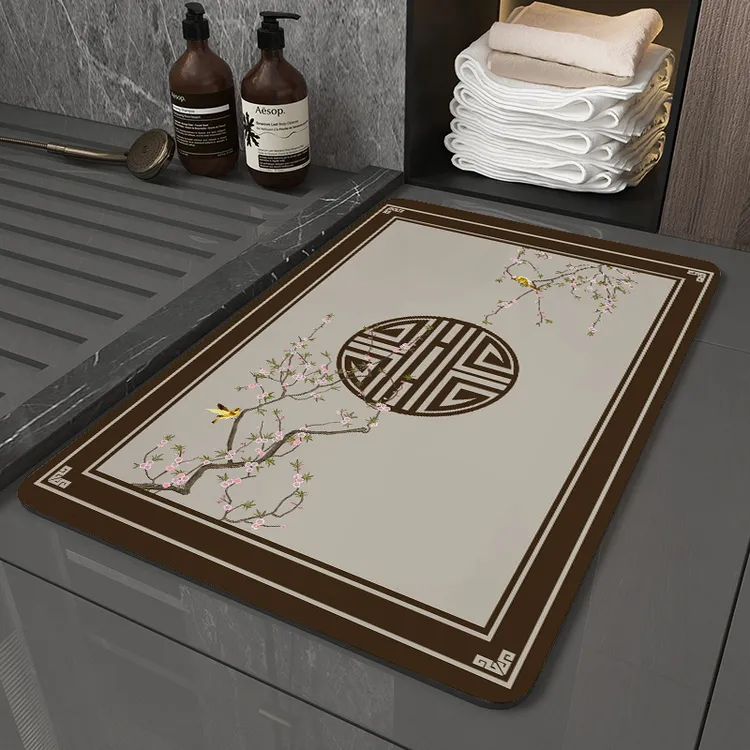 米泰中式软硅藻泥吸水地垫速干卫生间门口防滑脚垫洗手间浴室地毯