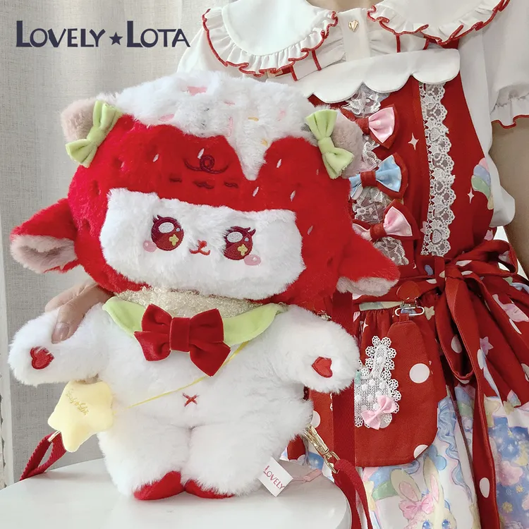 Lovely Lota原创羊莓莓通勤单肩双肩毛绒玩偶包包红色lolita百搭