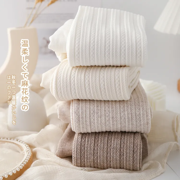 秋冬加厚麻花打底裤袜日系燕麦白色连裤袜jk白丝袜女奶白色打底袜