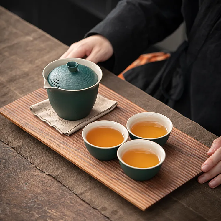 顶先一壶三杯旅行茶具套装 便携出行办公家用茶具套装A3973