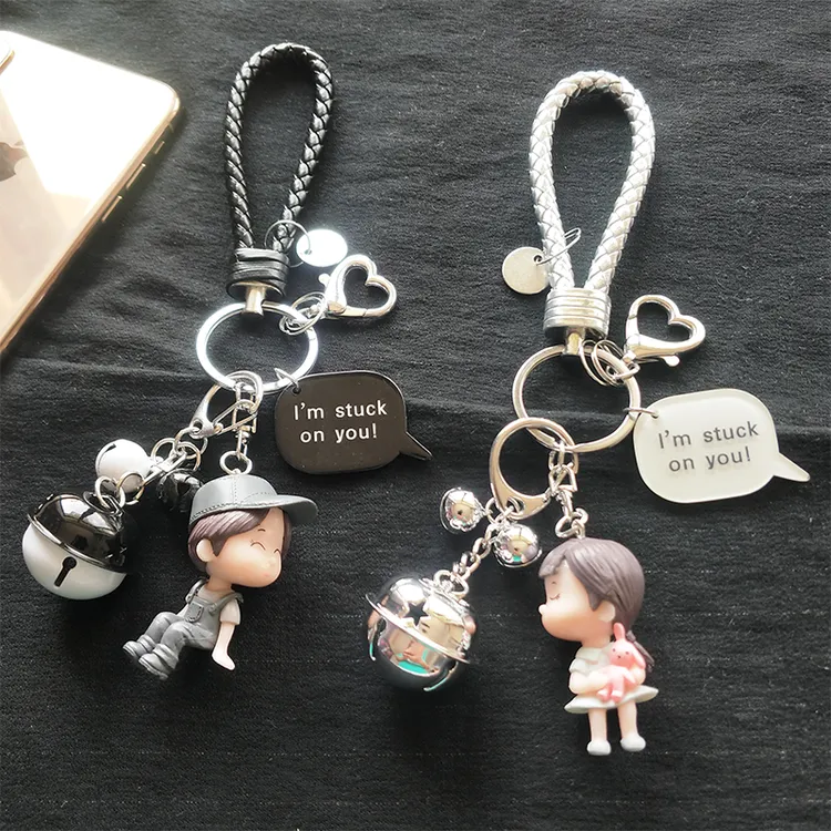 韩国创意情侣小公仔钥匙扣可爱男女生ins七夕礼物车钥匙包包挂件