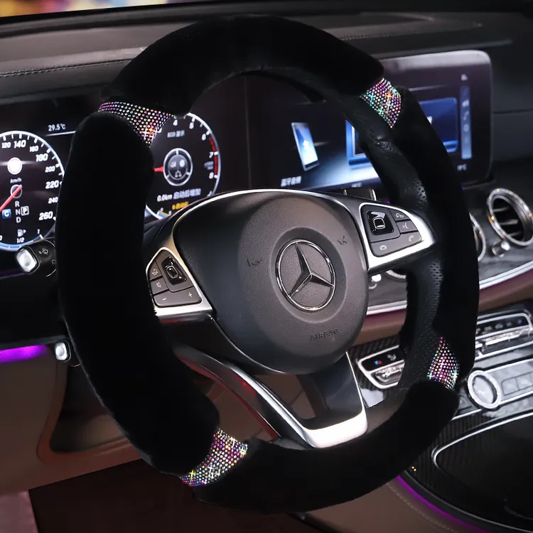 汽车方向盘套秋冬季短毛绒车载车用把套四季防寒保暖舒适耐磨耐用