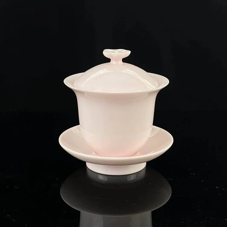 樱花粉手工陶瓷茶碗粉红记忆系列宽8.5CM高10CM容量150ML