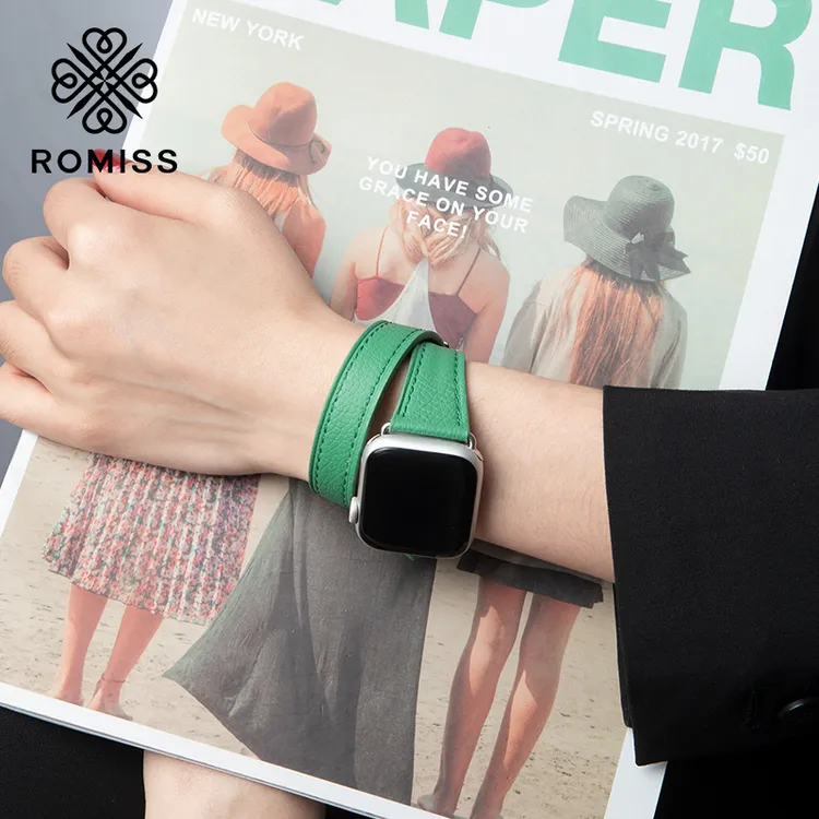ROMISS双圈新款适用于iwatch苹果手表表带applewatch7女生手表带