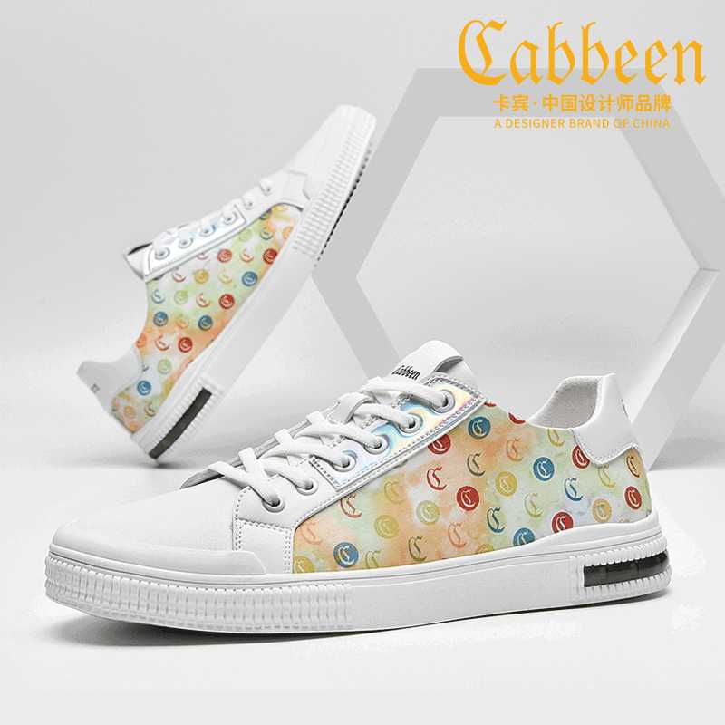Cabbeen/卡宾新款休闲板鞋男士小白鞋国风2024季潮流涂鸦青少年