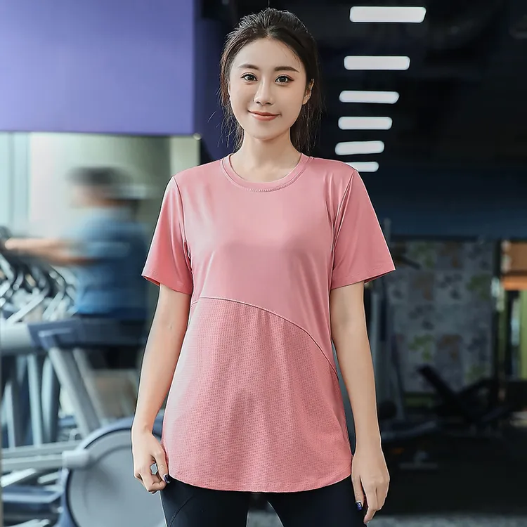 大码运动t恤女夏宽松速干衣服胖MM200斤健身衣瑜伽服上衣S174