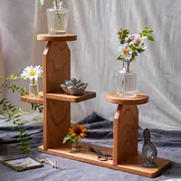 【七呀】实木桌面收纳架小型置物架多肉盆栽花架展示整理架橱窗柜台