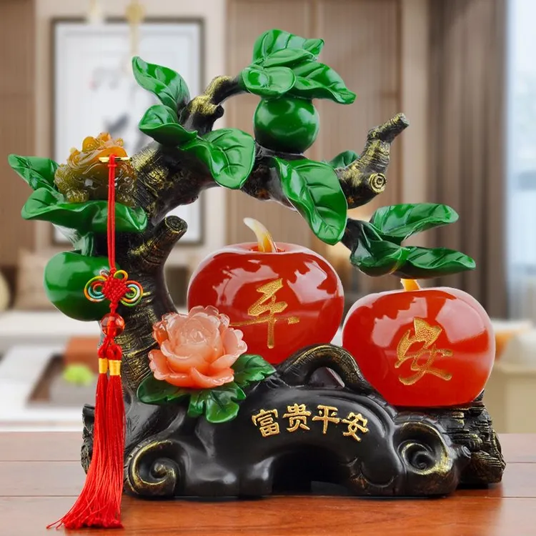 搬新家乔迁新中式平安红苹果树家居客厅酒柜装饰品摆件工艺品高档