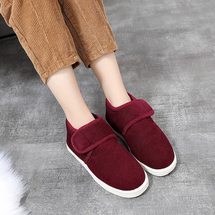 汪源中老年布鞋女手工千层底防滑棉花鞋子女冬季加绒保暖布底棉鞋