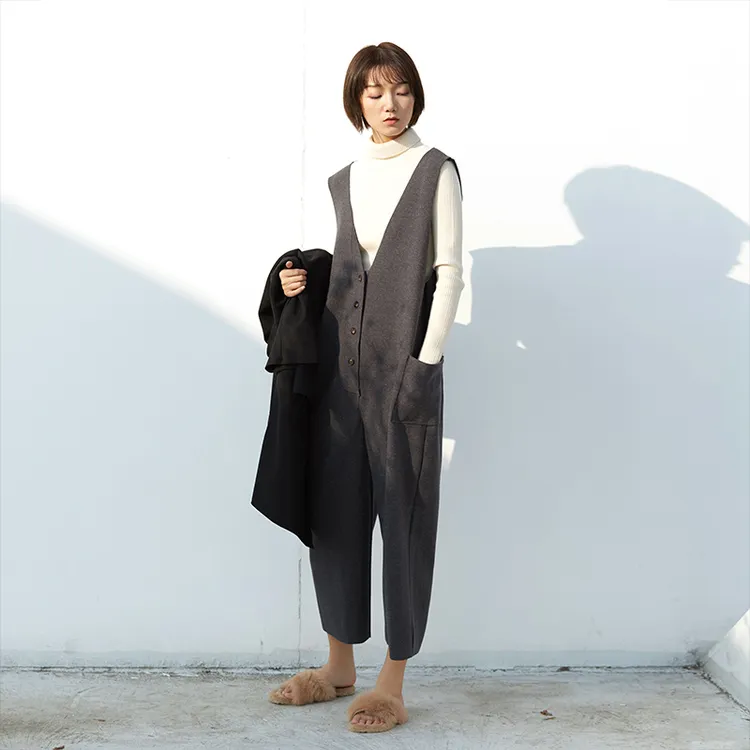 减龄毛呢背带裤女款爆款秋冬2025新款小个子洋气连衣裤阔腿连体裤