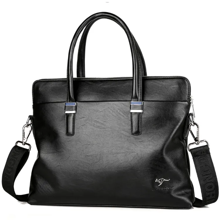 男士手提包时尚皮包商务公文包横款电脑文件出差斜挎包包休闲百搭
