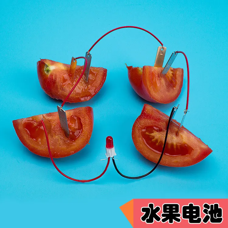 DIY自制水果电池发电实验 锌铜片土豆科技小制作发明仪器物理材料