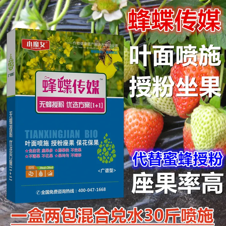 小魔女蜂蝶传媒强力坐座果王灵草莓番茄圣女百香果授粉精药叶面肥