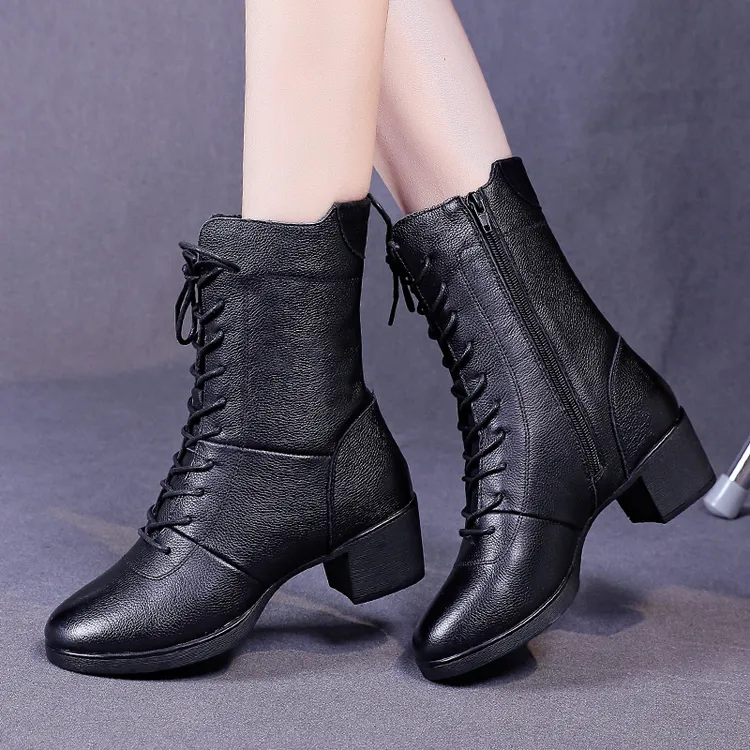 恰恰鱼2024新款舞蹈鞋女软底真皮广场舞鞋跳舞鞋水兵舞蹈靴妈妈鞋