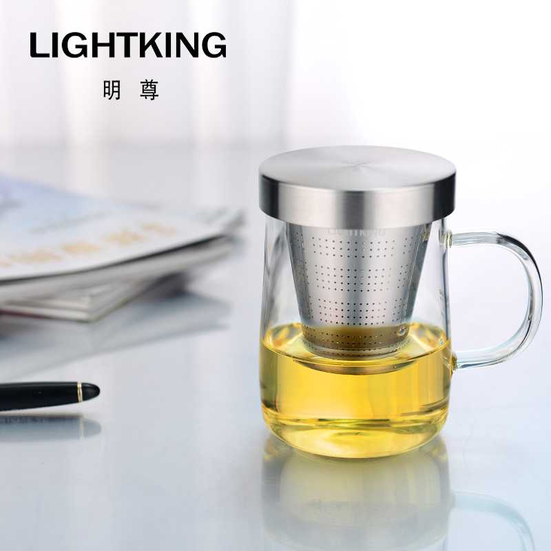 明尊茶水分离茶杯SG-01不锈钢内胆办公室泡茶壶茶具泡茶玻璃茶壶