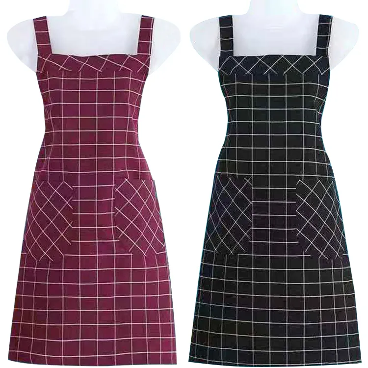 时尚棉布围裙厨房专用男女家用防油污薄款透气纯棉围腰上班工作服