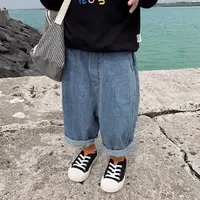 【幼悠】休闲韩版宽松洋气童装春秋装儿童牛仔裤百搭长裤5814