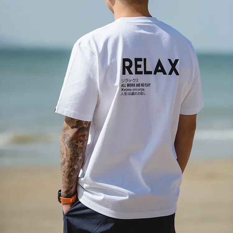 原创自制2022新款重磅260g夏季圆领短袖字母relax印花T恤
