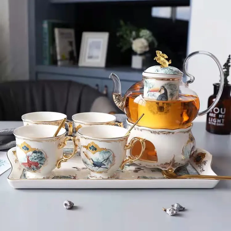 Nosin/诺轩欧式花茶下午茶花草茶具陶瓷花茶壶套装结婚礼物礼品