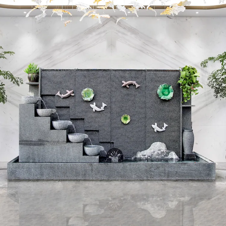 户外庭院屏风石头水幕墙流水墙客厅隔断假山鱼池背景喷泉水景摆件