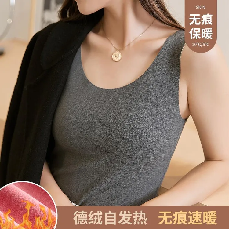 90-300斤大码冬季速暖背心加绒无袖暖背女士德绒双面磨毛保暖无痕