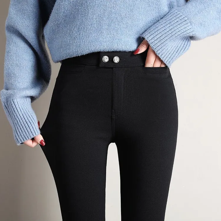 2024春款VS加绒两种小脚小黑裤粉丝专享高腰外穿打底打底黑色紧身
