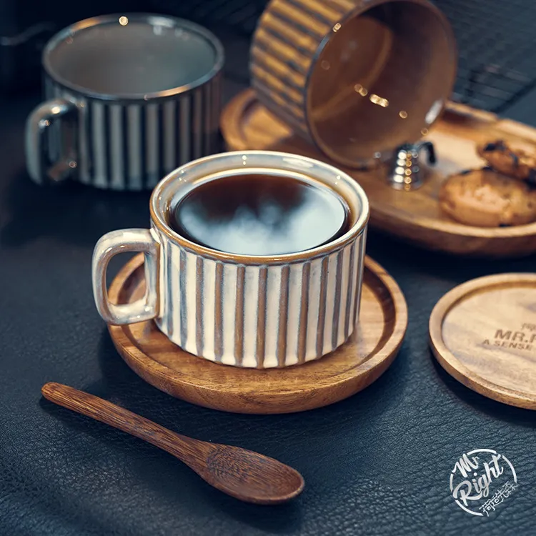 Mr.right/荷适先森复古欧式釉变陶瓷咖啡杯咖啡拉花杯碟套装220ML