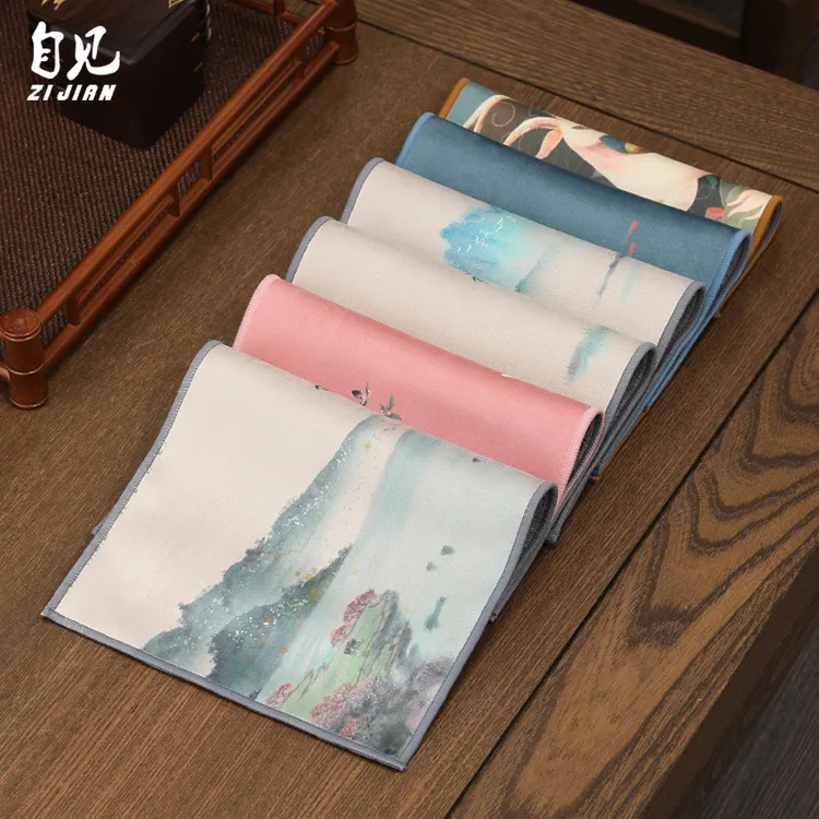 茶巾吸水加厚彩绘禅意棉麻高档茶席杯垫养壶布垫桌布茶毛巾茶巾布
