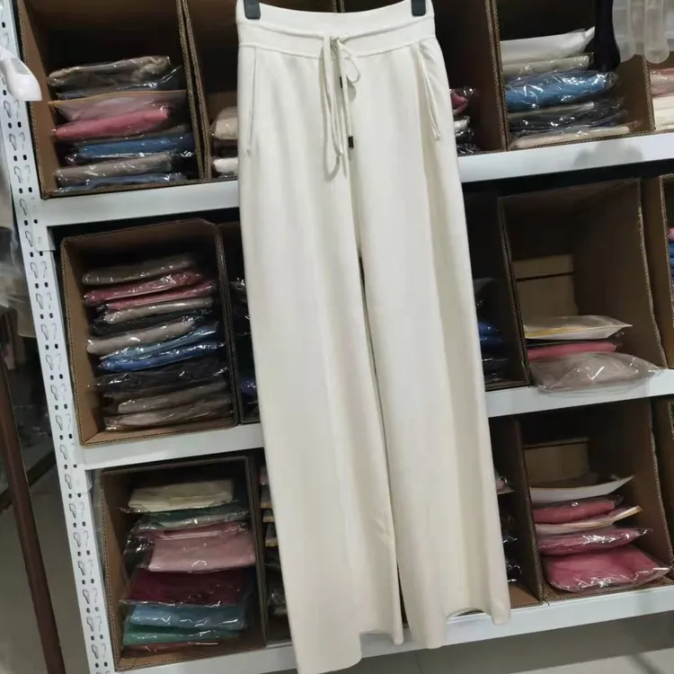 似水女精纺68支纯小山绒阔腿裤裤子裤女款