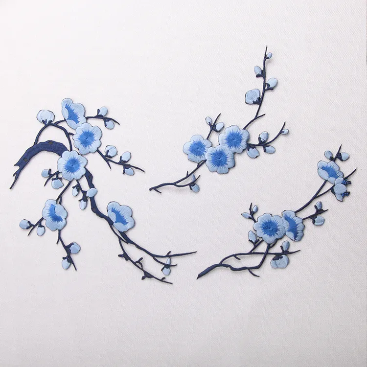 【手工专用】刺绣梅花手工布贴配饰梅花刺绣布贴衣服补丁贴组合