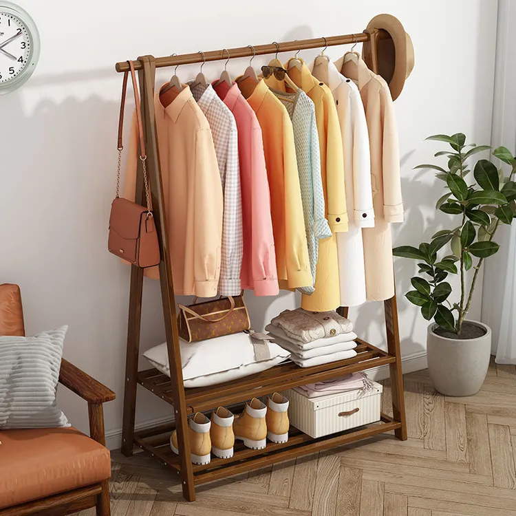 家用简约置物架立式小型落地挂衣架衣帽架新款多功能衣服架落地式