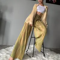 断码清WYZ盖盖极光色裤子宽松直筒长裤气质大腿拖地裤超长裤子