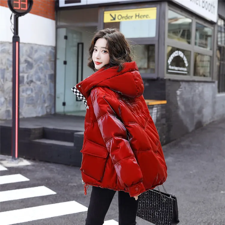 花十奇屋亮面免洗羽绒服女短款冬天2024新款时尚小个子白鸭绒洋气