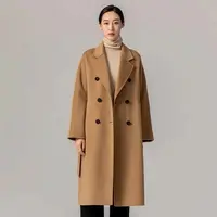 【安姬迩◆工厂自制】双面羊绒大衣女秋冬中长款驼色羊毛呢子ZD86169