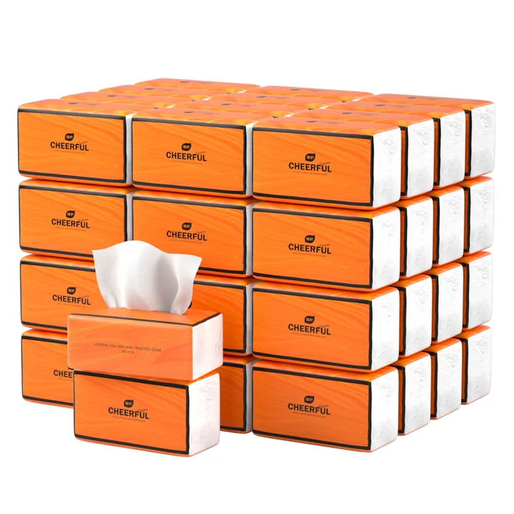 植护气垫纸巾悦色橙抽纸家用整箱餐巾纸面巾纸大包实惠90抽*20包
