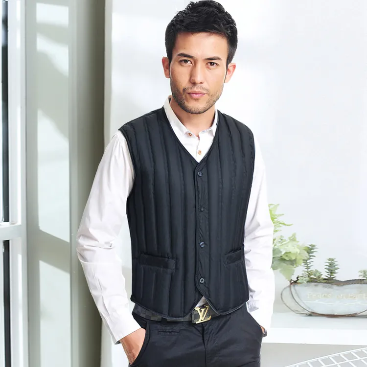 羽绒马甲男短款冬季羽绒服加绒中老年爸爸装内穿保暖大码背心修身