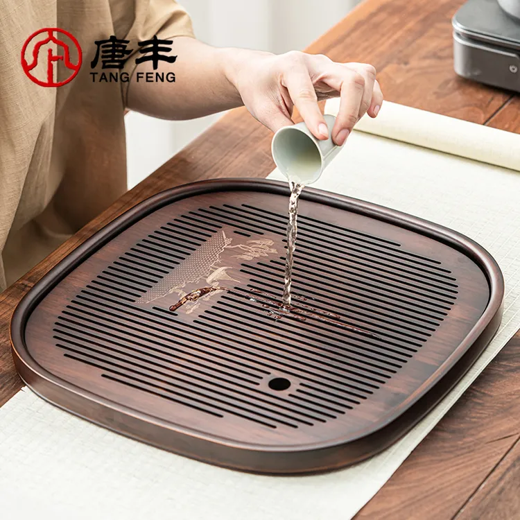 唐丰茶盘家用轻奢现代小型沥水茶台功夫茶海两人用简约干泡台托盘
