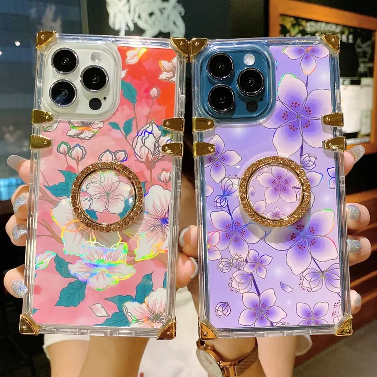 苹果11系列水彩花朵手机壳iphone11promax指环支架手机壳