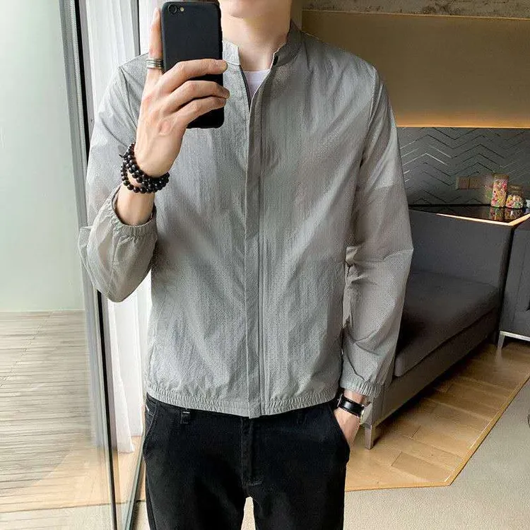 男士防晒衣男钓鱼超薄透气运动户外皮肤衣速干夏季立领防晒夹克