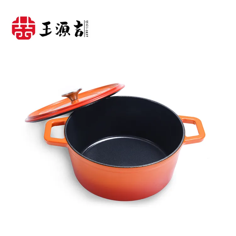 王源吉冶坊王源吉铸铁锅 珐琅汤锅加厚加深铁锅24cm 炖锅汤锅