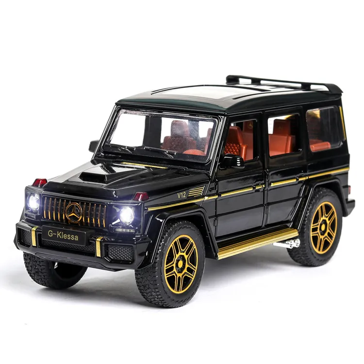 1:24奔驰G63合金车模声光回力开门汽车模型摆件金属玩具